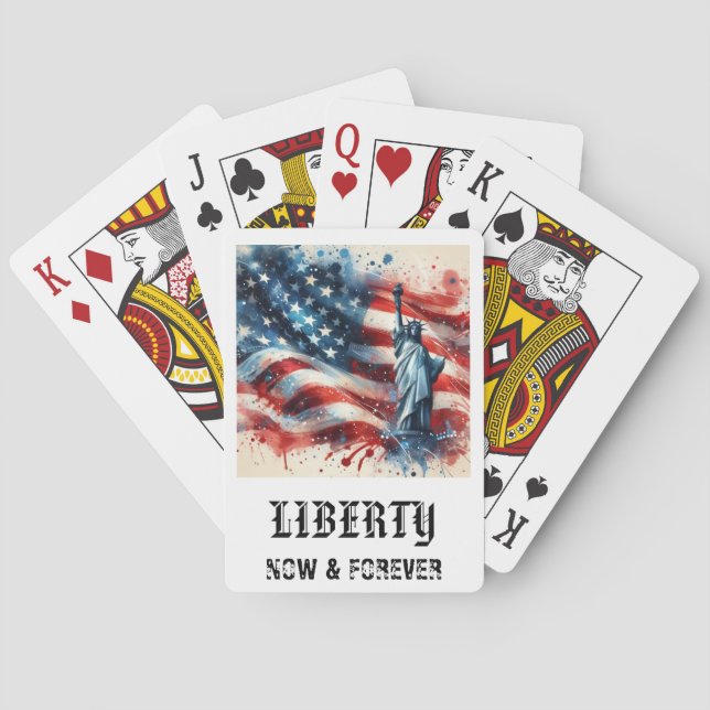 Jeu De Cartes *** AP16 STATEUE of LIBERTY American Flag Play 5 (dos)