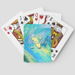 Jeu De Cartes Aqua Blue Acrylique Flux Art Jouer Cartes