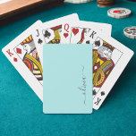 Jeu De Cartes Aqua Blue Turquoise Moderne Script Girl Monogramme<br><div class="desc">Aqua Blue Turquoise Simple Script Monogramme Nom Jouer Cartes. Cela rend le cadeau parfait pour 16 ans,  mariage,  douche nuptiale,  anniversaire,  baby shower ou bachelorette pour quelqu'un qui aime le luxe glam et les styles chic.</div>