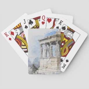 Jeu De Cartes Aquarelle Ancienne Athènes Ruines Cartes de Poker 
