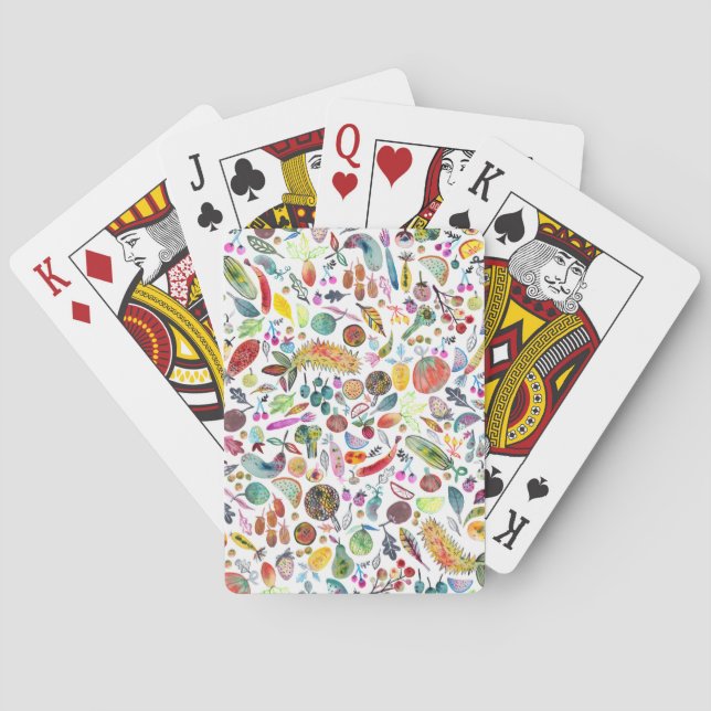 Jeu De Cartes Aquarelle arc-en-ciel colorée Fruits et Légume (dos)