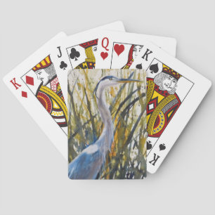 Jeu De Cartes Aquarelle Art Héron Bleu En Graine