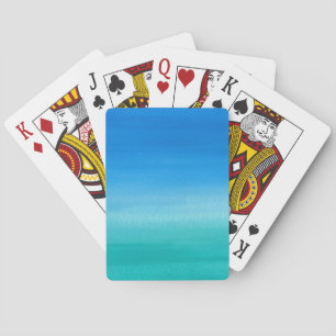 Jeu De Cartes Aquarelle bleu bleu de la plage