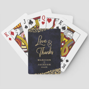 Jeu De Cartes Aquarelle bleu marine & Gold Confetti Mariage Fave