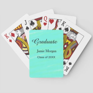 Jeu De Cartes Aquarelle bleu vert diplôme ajouter nom année