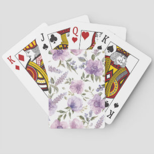Jeu De Cartes Aquarelle botanique florale violette lavande