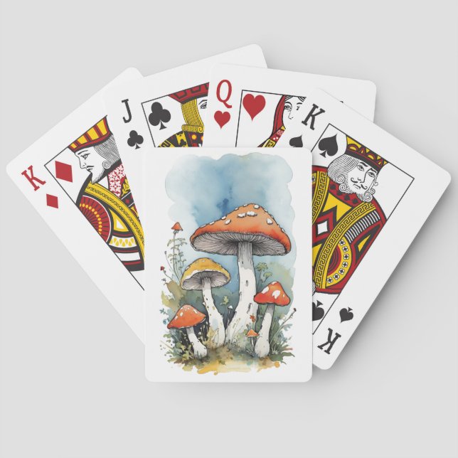 Jeu De Cartes Aquarelle Champignons Toadstools (dos)