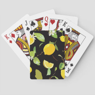 Jeu De Cartes Aquarelle Citron et Feuille