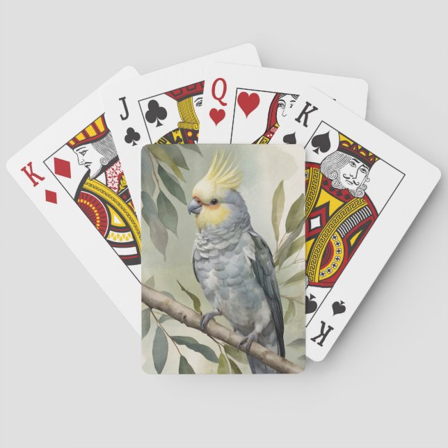 Jeu De Cartes Aquarelle Cockatiel Eucalyptus Tree (dos)