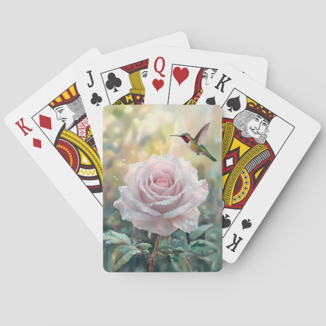 Jeu De Cartes Aquarelle Colibri et rose (dos)