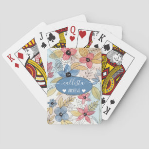Jeu De Cartes Aquarelle couleur terre Floral Art Feuille