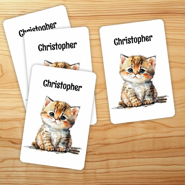 Jeu De Cartes Aquarelle Cute Tabby Chat Jouer aux cartes (Créateur téléchargé)
