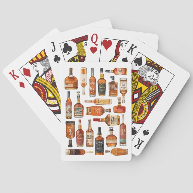 Jeu de cartes aquarelle de bouteille de bourbon (dos)