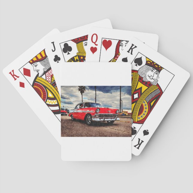 Jeu De Cartes Aquarelle de Chevrolet Bel Air 1956 (dos)