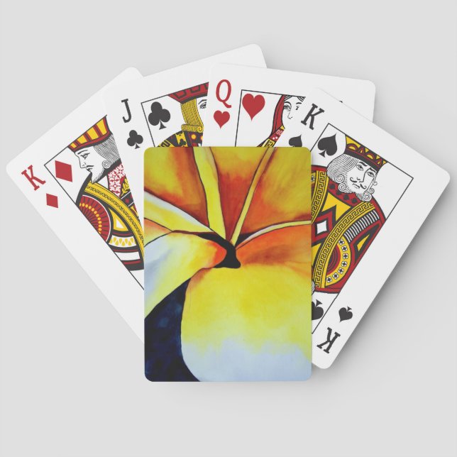 Jeu De Cartes Aquarelle de fleur frangipani tropicale art abstra (dos)