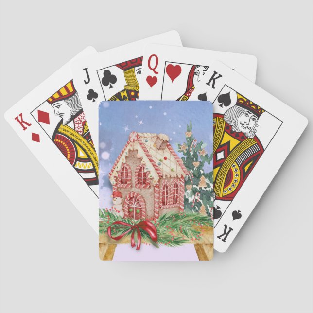 Jeu De Cartes Aquarelle de la maison de pain d'épice de Noël (dos)