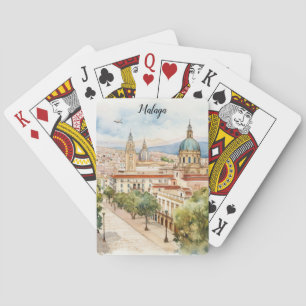 Jeu De Cartes Aquarelle de l'architecture de Malaga Espagne
