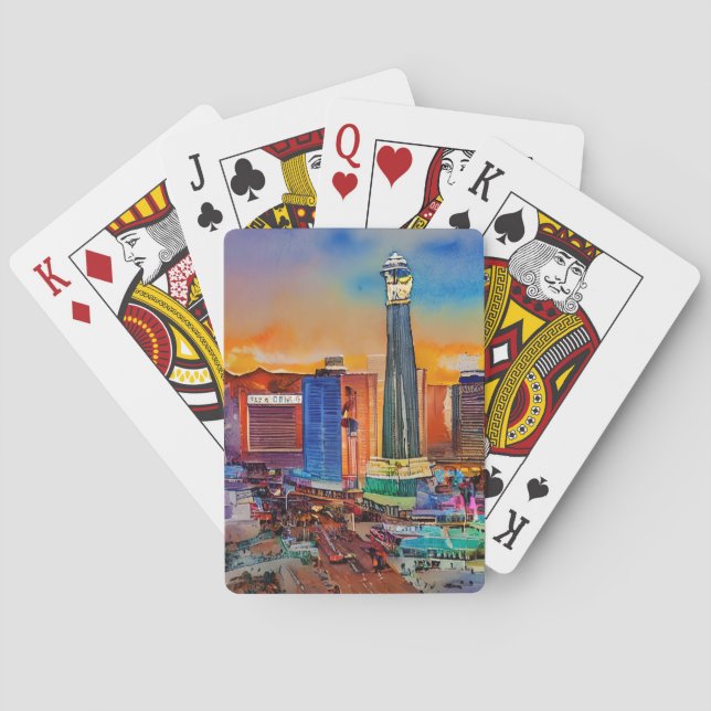 Jeu De Cartes Aquarelle de Las Vegas Skyline (dos)