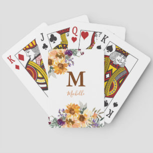 Jeu De Cartes Aquarelle de tournesol monogramme