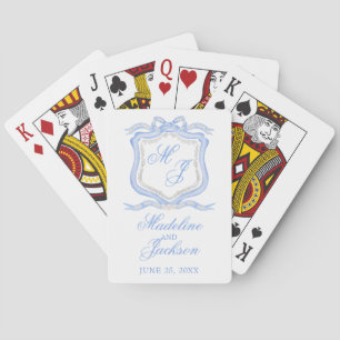 Jeu De Cartes Aquarelle Designer Blue Monogram Crest Favoriser