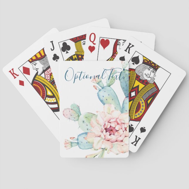 Jeu De Cartes Aquarelle douce Pastel Blooming Cactus (dos)