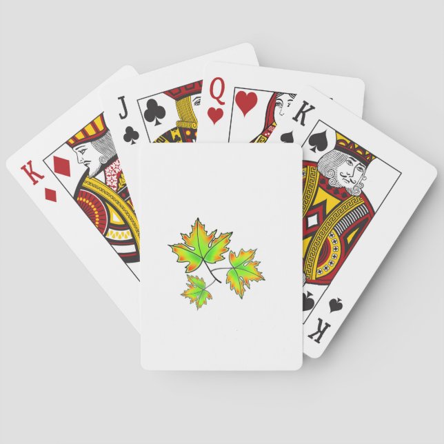 Jeu De Cartes Aquarelle feuille vert jaune rouge Feuille d'érabl (dos)