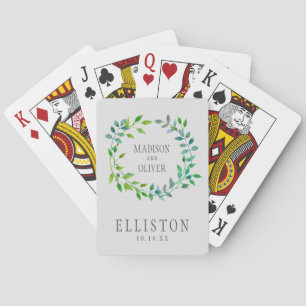 Jeu De Cartes Aquarelle Feuille verte   MARIAGE