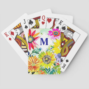 Jeu De Cartes Aquarelle Fleurs Monogrammes