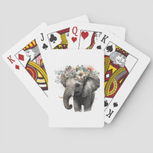 Jeu De Cartes Aquarelle Floral Baby Elephant