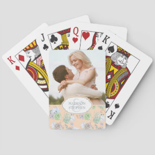 Jeu De Cartes Aquarelle florale de succulents de pêche - Photo M