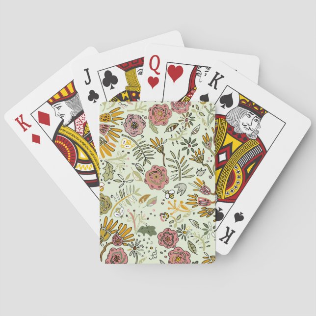 Jeu De Cartes Aquarelle Florale Fleurs d'abeille Élégante Modern (dos)
