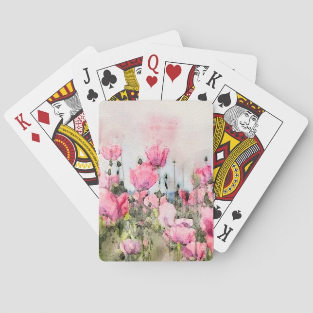 Jeu De Cartes Aquarelle florale Peinture à fleurs roses (dos)