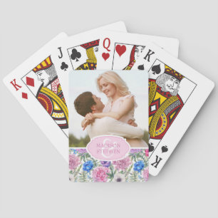 Jeu De Cartes Aquarelle florale vintage Paeonie - Photo de mar