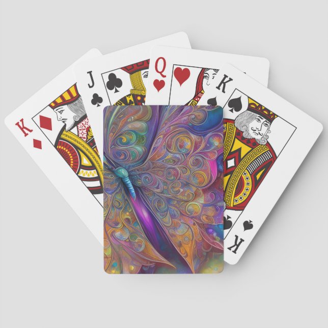 Jeu De Cartes Aquarelle Fractale Papillon Whimsical Pai numériqu (dos)