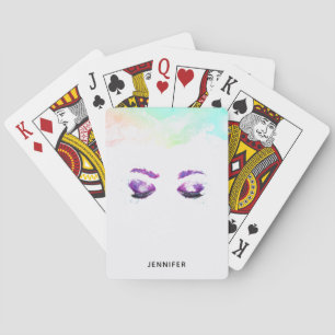 Jeu De Cartes Aquarelle glamour aux yeux et aux bouillons pourpr