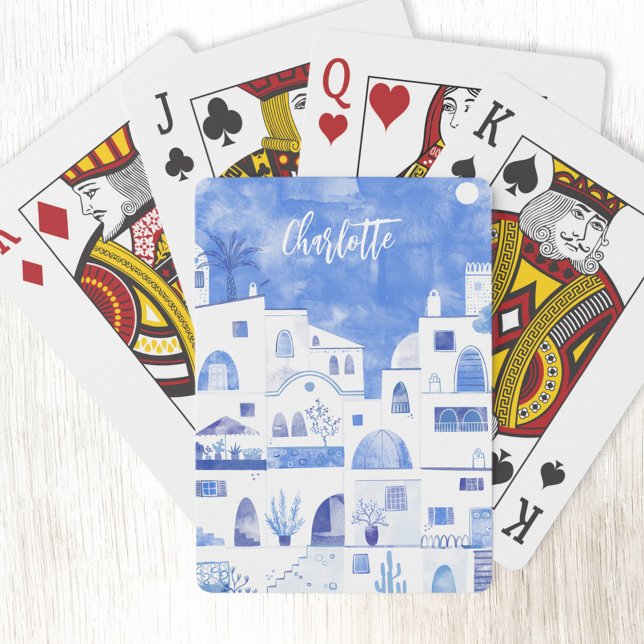 Jeu De Cartes Aquarelle grecque de Santorin personnalisée (Créateur téléchargé)