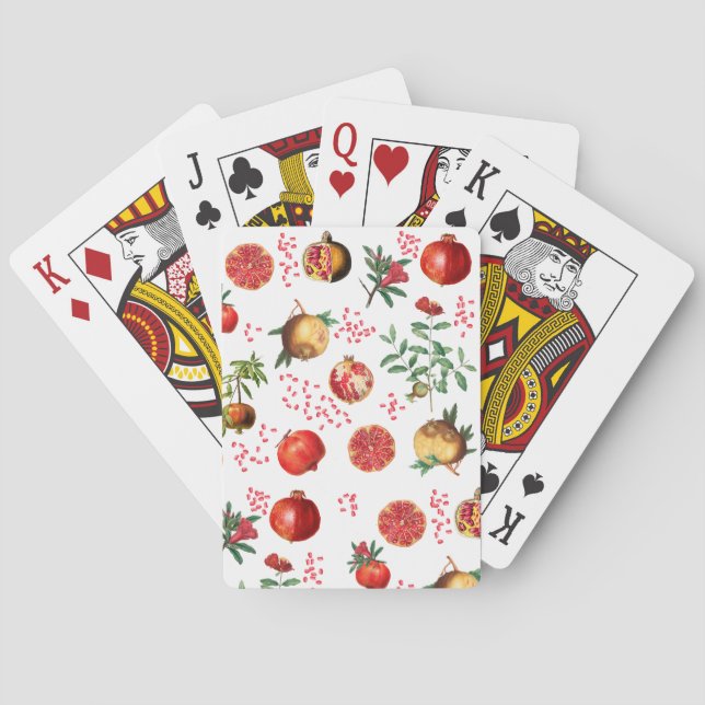 Jeu De Cartes Aquarelle grenade Motif de fruits méditerranéen (dos)