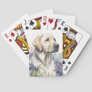 Jeu De Cartes Aquarelle Labrador Retriever doré et fleurs