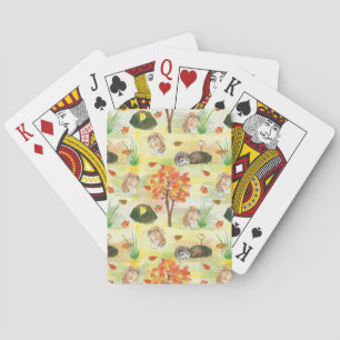 Jeu De Cartes Aquarelle Lapin Woodland, Hérisson