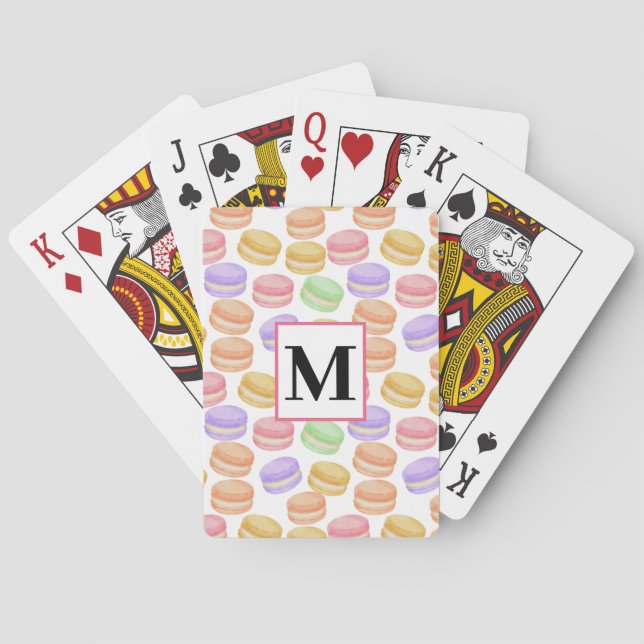 Jeu De Cartes Aquarelle Macarons Motif Monogramme (dos)