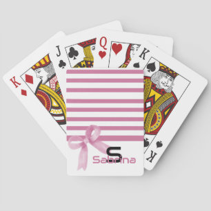 Jeu De Cartes Aquarelle mignonne Pink Bow Stripes