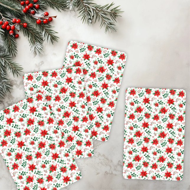 Jeu De Cartes Aquarelle minimaliste Poinsététie botanique (Créateur téléchargé)