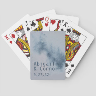 Jeu De Cartes Aquarelle moderne Abstraite ardoise bleu gris