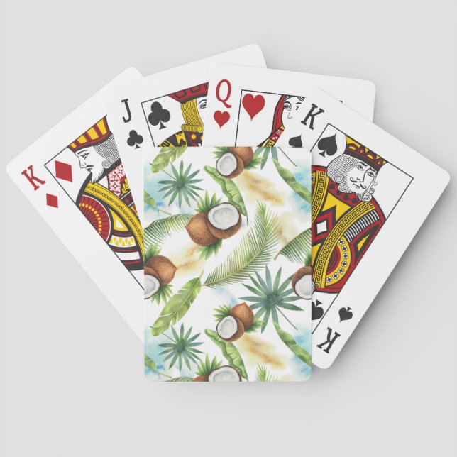 Jeu De Cartes Aquarelle Motif de noix de coco tropicale (dos)