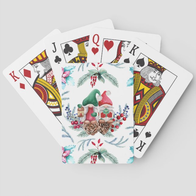 Jeu De Cartes Aquarelle Noël Gnomes (dos)