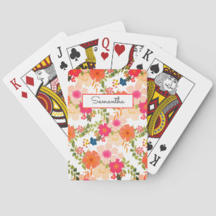 Jeu De Cartes Aquarelle orange Floral