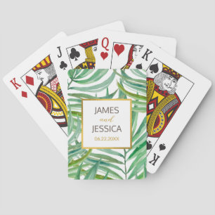 Jeu De Cartes Aquarelle Palm Feuilles mariage personnalisé Faveu
