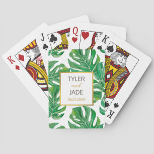 Jeu De Cartes Aquarelle Palm Feuilles mariage personnalisé Faveu