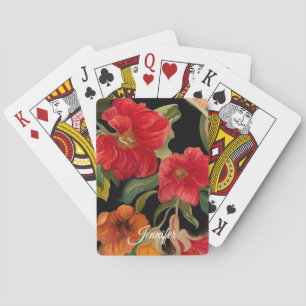 Jeu De Cartes Aquarelle peinte Motif Floral Nom personnalisé Jou