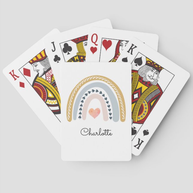 Jeu De Cartes Aquarelle personnalisée Boho Rainbow (dos)